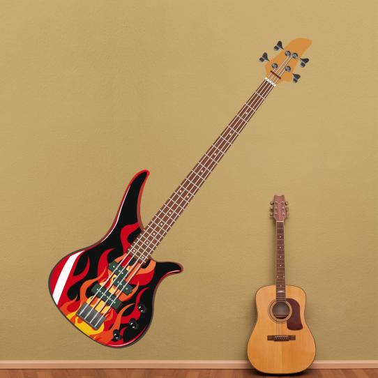 Autocollant Stickers mural ado guitare flamme