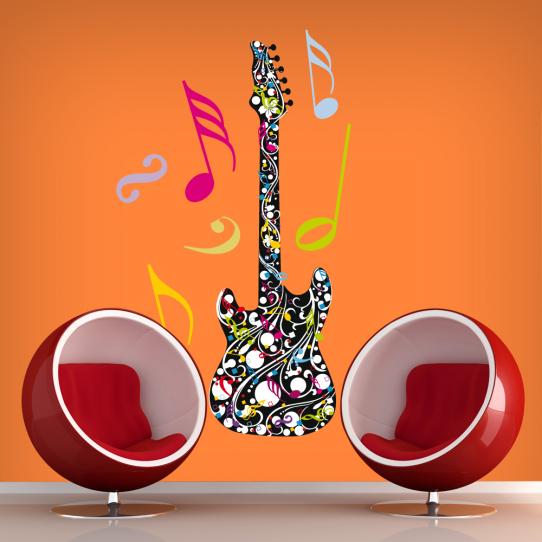 Autocollant Stickers ado guitare multicolore