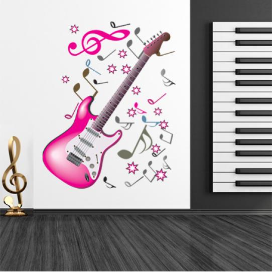 Stickers guitare notes de musique