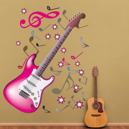 Autocollant Stickers mural ado guitarre note