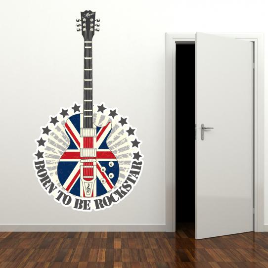 Autocollant Stickers mural ado guitarre uk rock star 