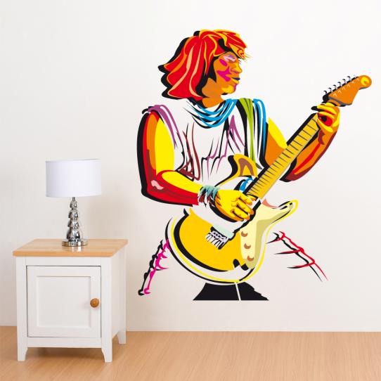 Autocollant Stickers ado guitariste