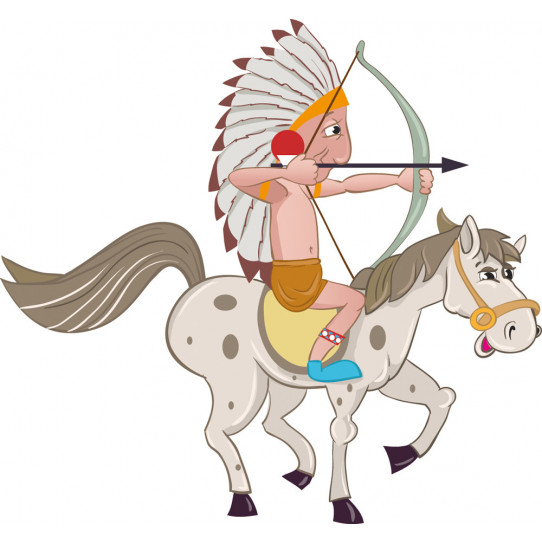 Autocollant Stickers enfant indien à cheval 