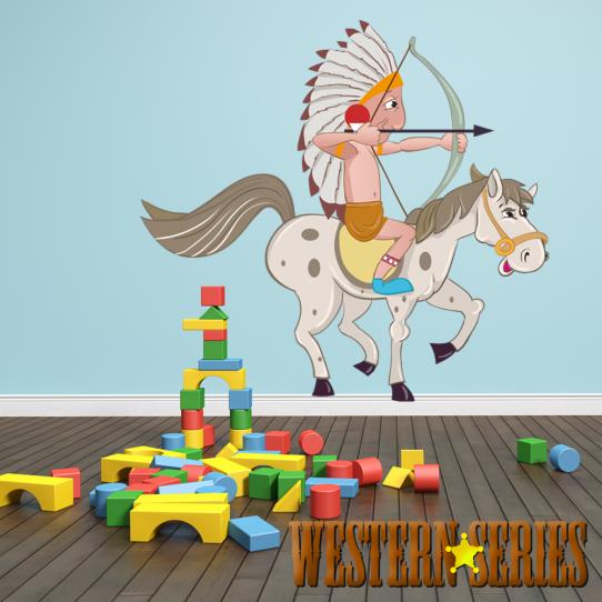 Autocollant Stickers enfant indien à cheval 