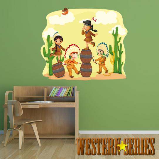 Autocollant Stickers enfant 2 indien 2 indienne