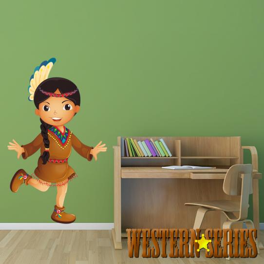 Autocollant Stickers enfant jeune indienne