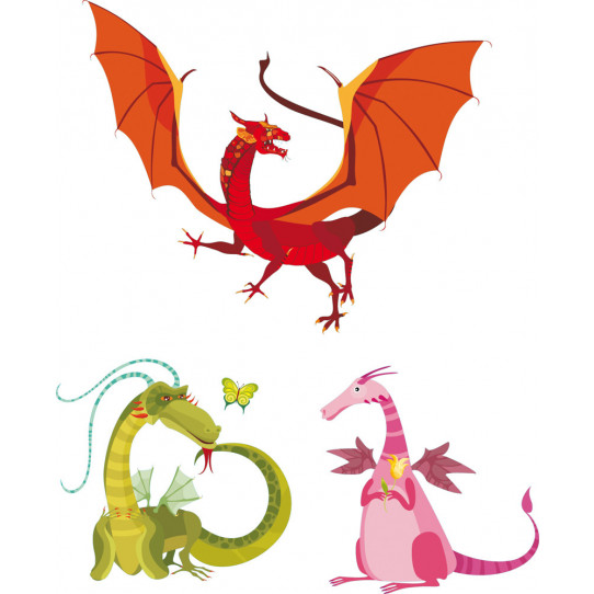 Autocollant Stickers enfant kit 3 dragons