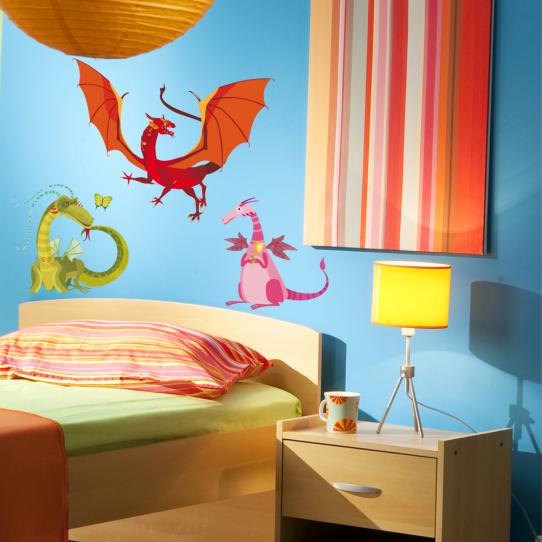 Autocollant Stickers enfant kit 3 dragons