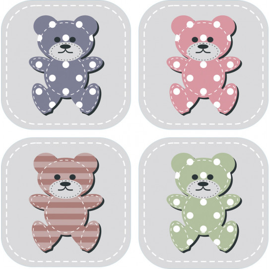 Autocollant Stickers enfant kit 4 oursons