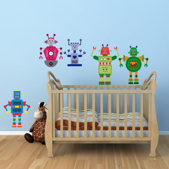 Autocollant Stickers enfant kit 5 robots