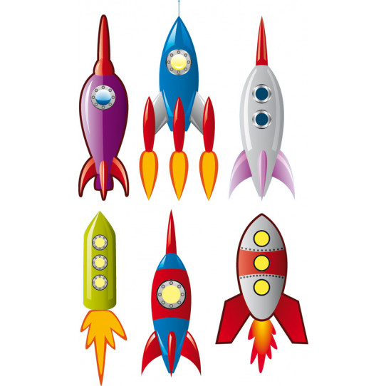 Autocollant Stickers enfant kit 6 fusées