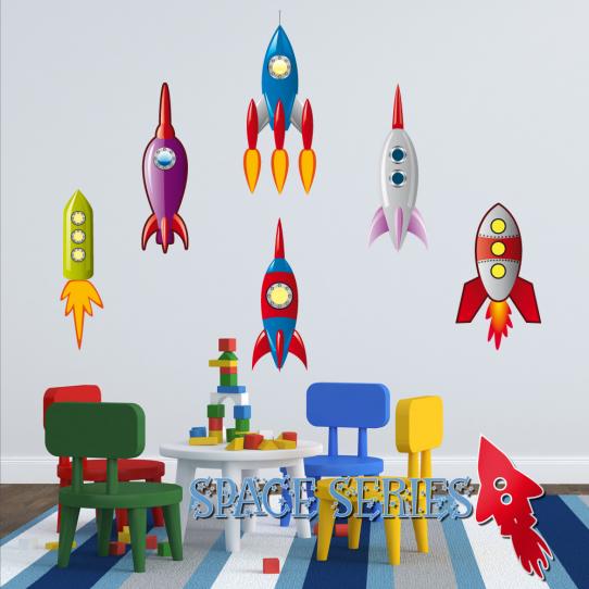 Autocollant Stickers enfant kit 6 fusées