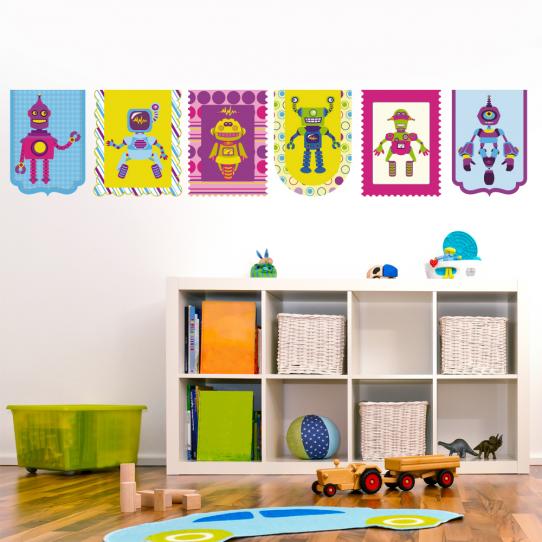 Autocollant Stickers enfant kit 6 robots