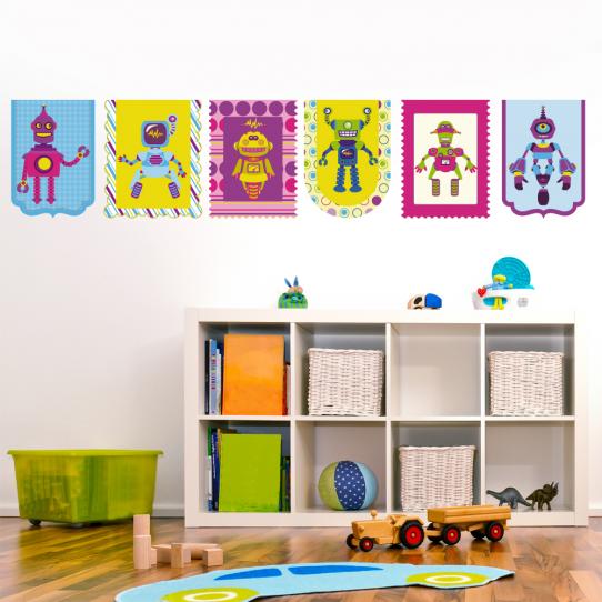 Autocollant Stickers muraux enfant kit 6 robots