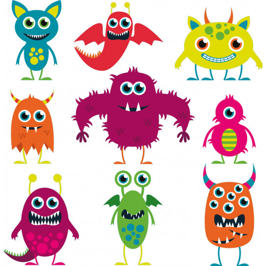 Autocollant Stickers enfant kit 9 monstres