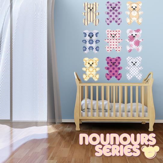 Autocollant Stickers muraux enfant kit 9 oursons