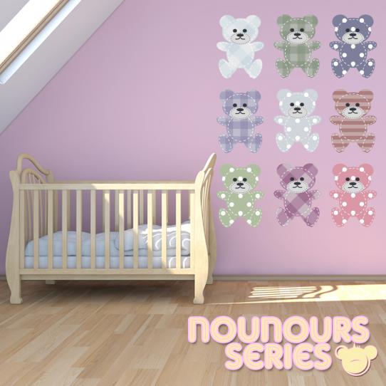 Autocollant Stickers mural enfant ourson noeud papillon