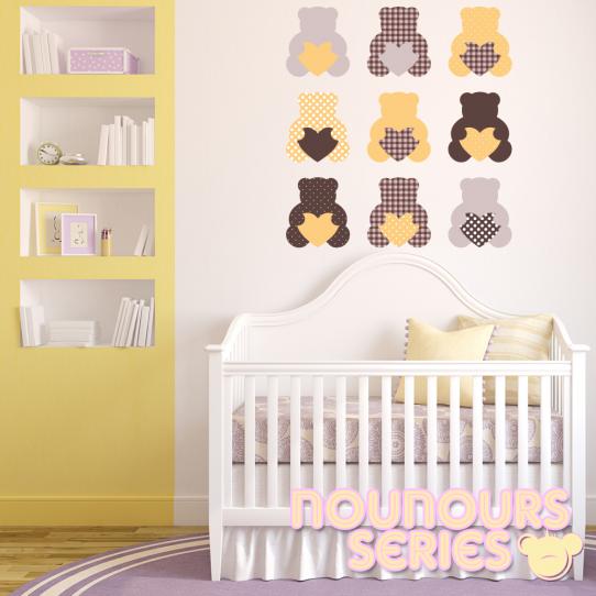 Autocollant Stickers enfant kit 9 oursons