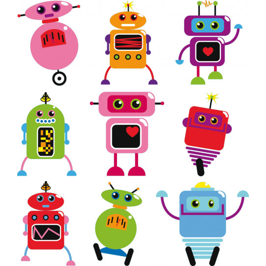 Autocollant Stickers enfant kit 9 robots