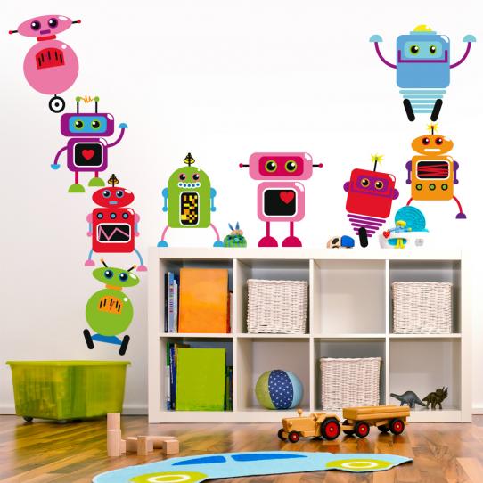 Autocollant Stickers mural enfant kit 9 robots
