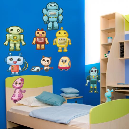 Autocollant Stickers enfant kit 9 robots