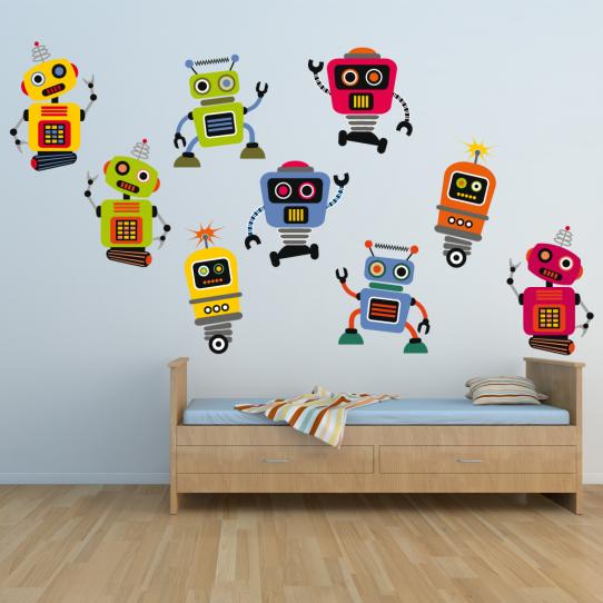 Autocollant Stickers muraux enfant kit 9 robots 