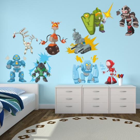 Autocollant Stickers enfant kit 9 robots