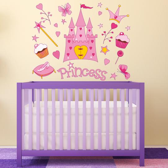 Autocollant Stickers muraux enfant kit accesoires princesse