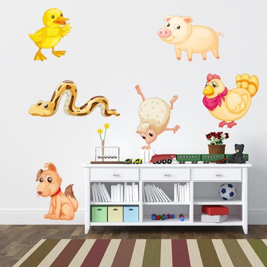 Autocollant Stickers mural enfant animaux de la ferme