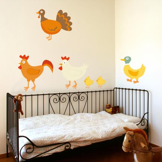 Autocollant Stickers mural enfant  animaux de la ferme