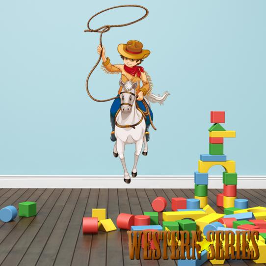 Autocollant Stickers mural enfant lasso cowboy