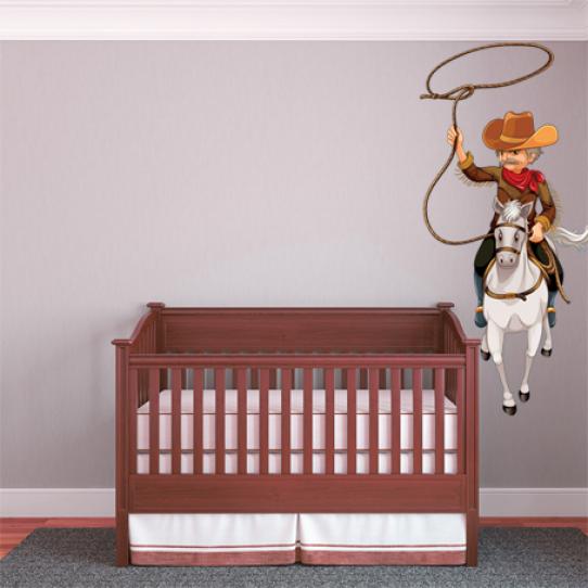 Autocollant Stickers mural enfant lasso cowboy