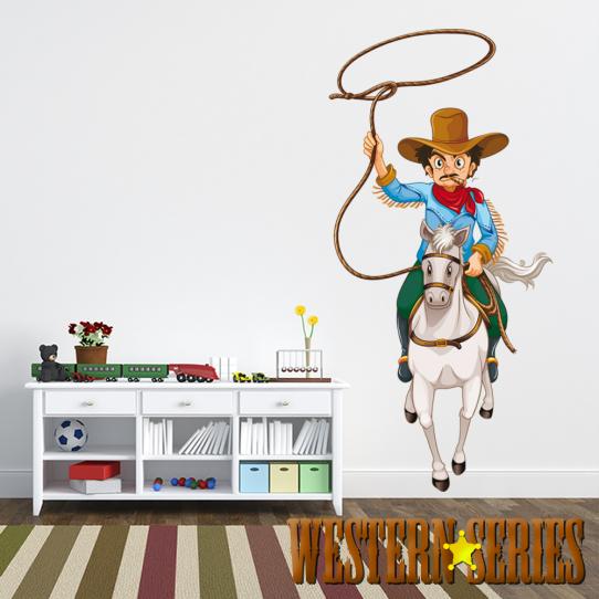 Autocollant Stickers enfant lasso cowboy