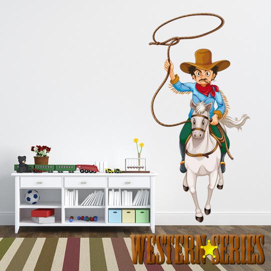 Autocollant Stickers mural enfant lasso cowboy