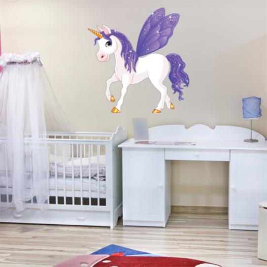 Stickers licorne ailes mauve