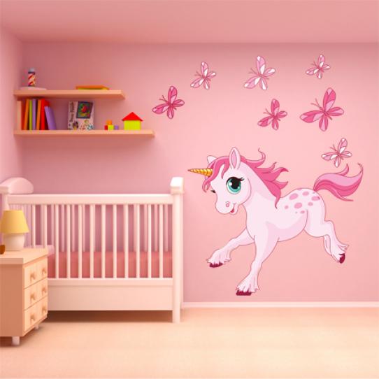 Stickers licorne papillons