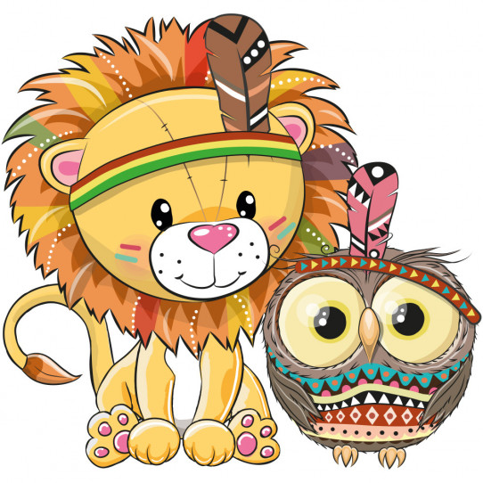 Stickers lion hibou