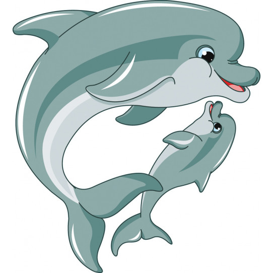 Autocollant Stickers enfant maman et bebe dauphin