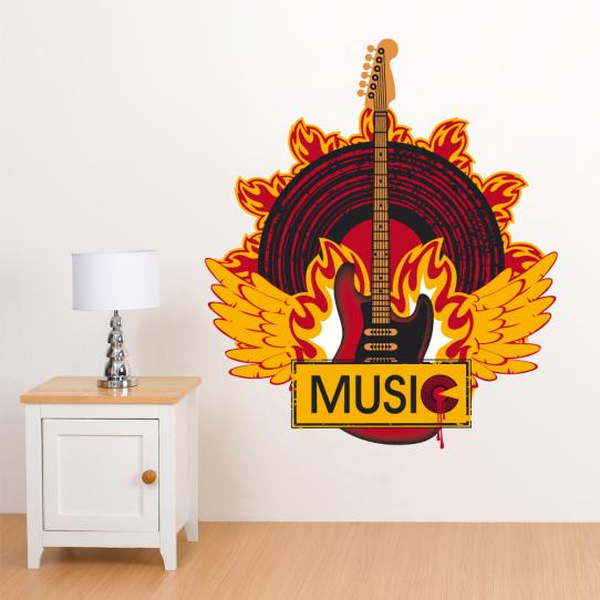 Autocollant Stickers ado musique feu