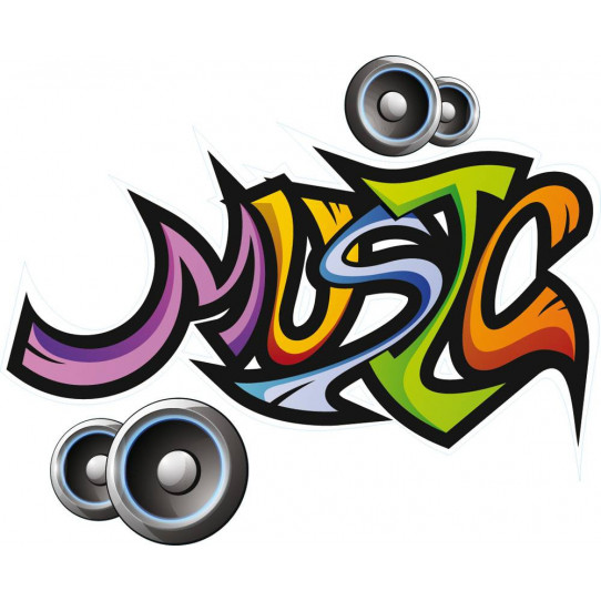 Autocollant Stickers ado musique multicolore