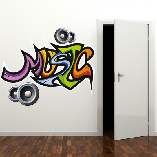 Autocollant Stickers ado musique multicolore