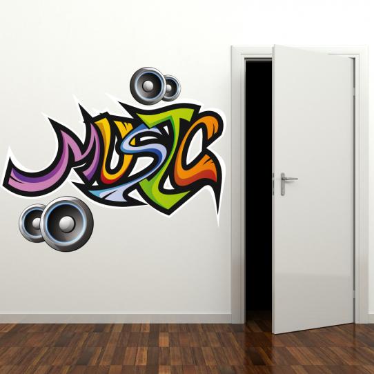 Autocollant Stickers mural ado musique multicolore