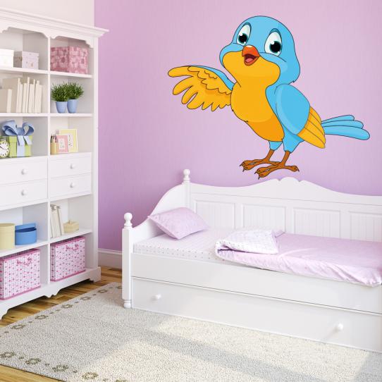 Autocollant Stickers enfant oiseau bleue