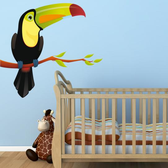 Autocollant Stickers enfant oiseau branche toucan 