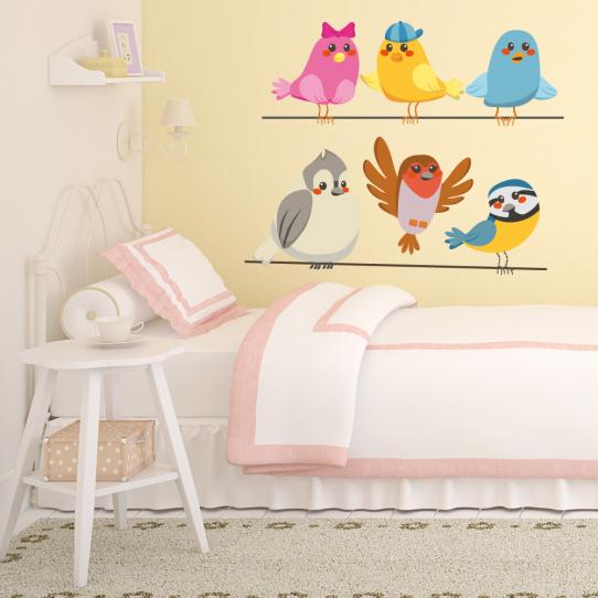 Autocollant Stickers enfant oiseaux fil