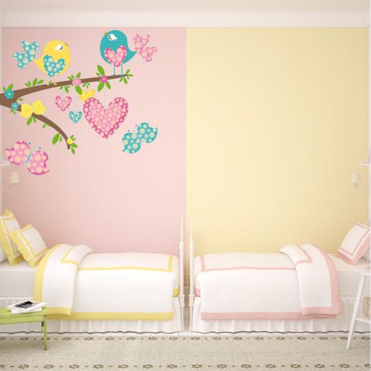 Autocollant Stickers mural enfant oiseau papillon