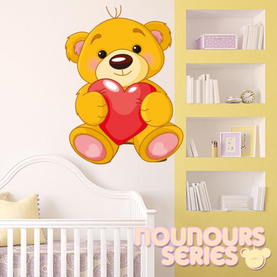 Autocollant Stickers enfant ourson amour