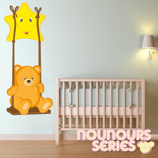 Autocollant Stickers enfant ourson balançoire