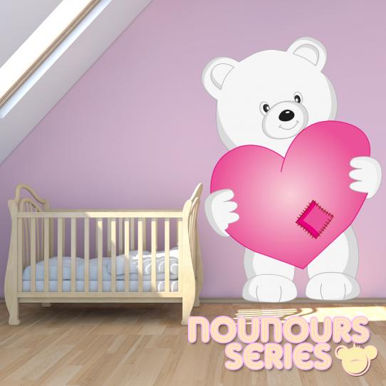 Autocollant Stickers mural enfant nounours blanc