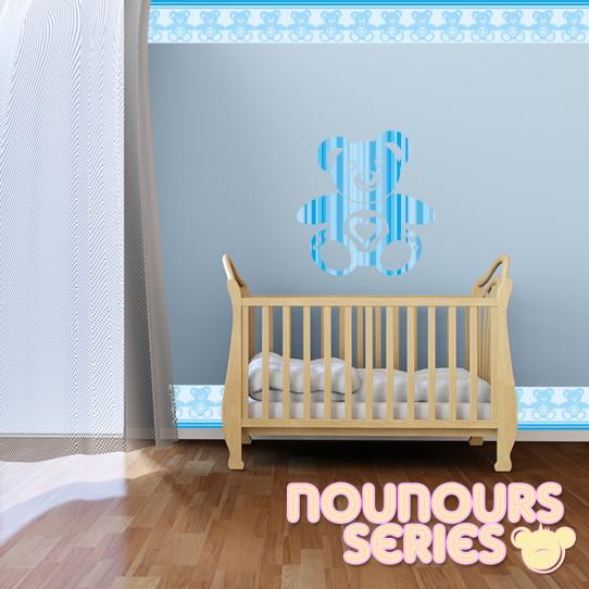 Autocollant Stickers enfant ourson bleue 